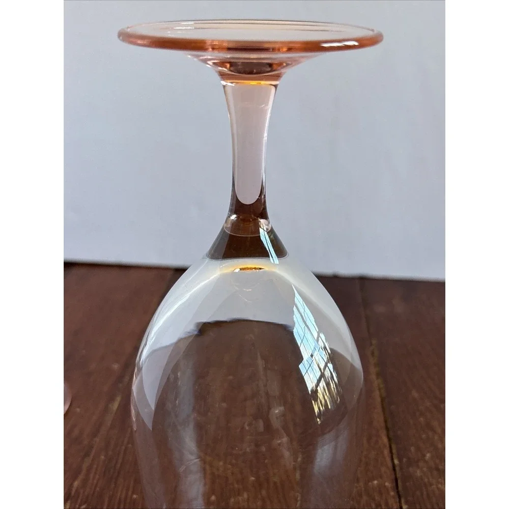 Luminarc Rosaline Pink Stemmed‎ Wine Glasses Set of 2 Clear Bowl Made in France